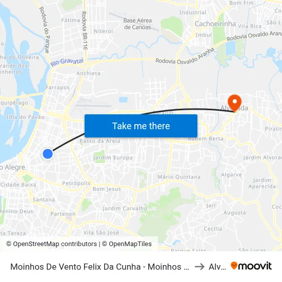 Moinhos De Vento Felix Da Cunha - Moinhos De Vento Porto Alegre - Rs 91030-280 Brasil to Alvorada map