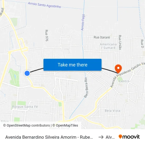 Avenida Bernardino Silveira Amorim - Rubem Berta Porto Alegre - Rs Brasil to Alvorada map