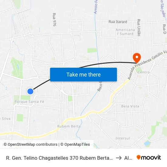 R. Gen. Telino Chagastelles 370 Rubem Berta Porto Alegre - Rio Grande Do Sul 91180-590 Brasil to Alvorada map