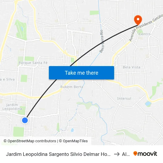 Jardim Leopoldina Sargento Silvio Delmar Hollenbach - Rubem Berta Porto Alegre - Rs 91240-120 Brasil to Alvorada map