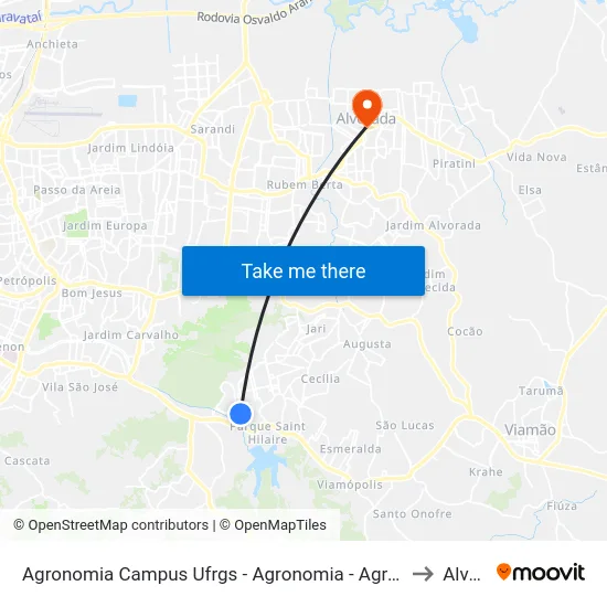 Agronomia Campus Ufrgs - Agronomia - Agronomia Porto Alegre - Rs Brasil to Alvorada map