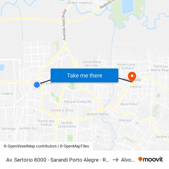 Av. Sertório 8000 - Sarandi Porto Alegre - Rs 91130-720 Brasil to Alvorada map