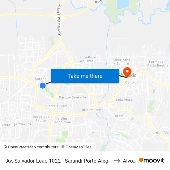 Av. Salvador Leão 1022 - Sarandi Porto Alegre - Rs 91130-700 Brasil to Alvorada map