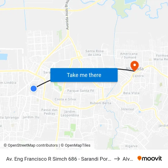 Av. Eng Francisco R Simch 686 - Sarandi Porto Alegre - Rs 91130-210 Brasil to Alvorada map