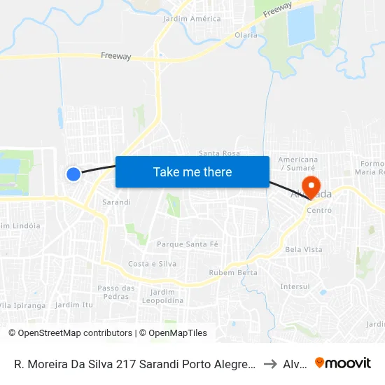 R. Moreira Da Silva 217 Sarandi Porto Alegre - Rio Grande Do Sul 91110-360 Brasil to Alvorada map