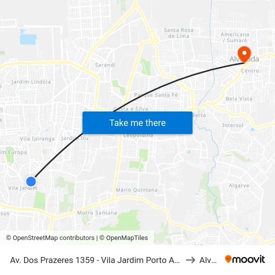 Av. Dos Prazeres 1359 - Vila Jardim Porto Alegre - Rs 91320-150 Brasil to Alvorada map