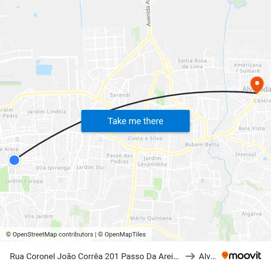 Rua Coronel João Corrêa 201 Passo Da Areia Porto Alegre - Rs 91350-190 Brasil to Alvorada map