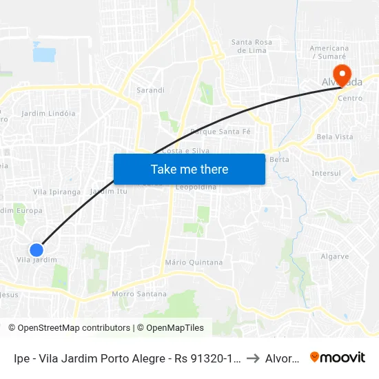 Ipe - Vila Jardim Porto Alegre - Rs 91320-140 Brasil to Alvorada map