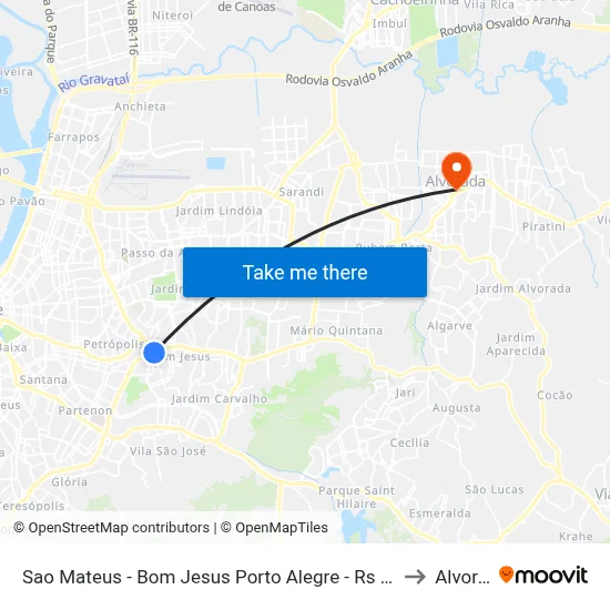 Sao Mateus - Bom Jesus Porto Alegre - Rs 91420-500 Brasil to Alvorada map