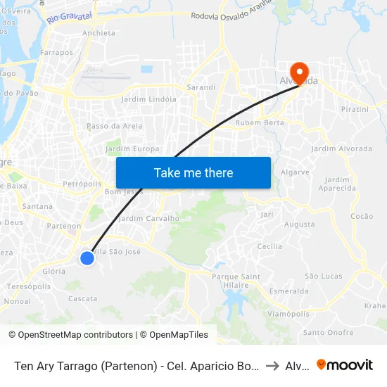 Ten Ary Tarrago (Partenon) - Cel. Aparicio Borges Porto Alegre - Rs 91510-390 Brasil to Alvorada map