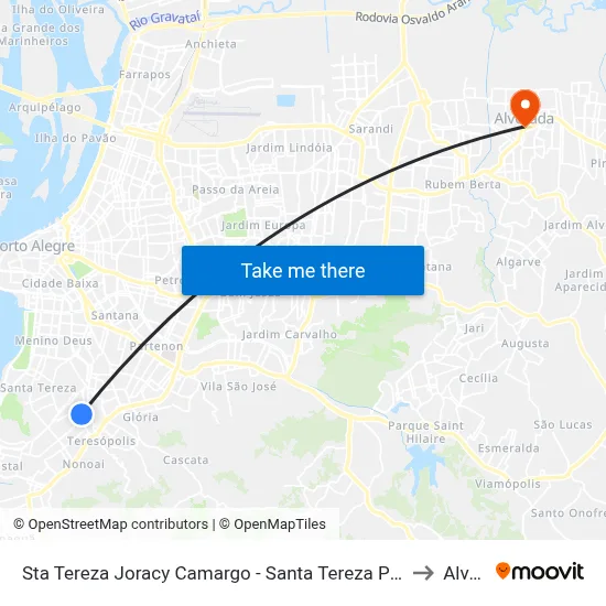 Sta Tereza Joracy Camargo - Santa Tereza Porto Alegre - Rs 90840-520 Brasil to Alvorada map