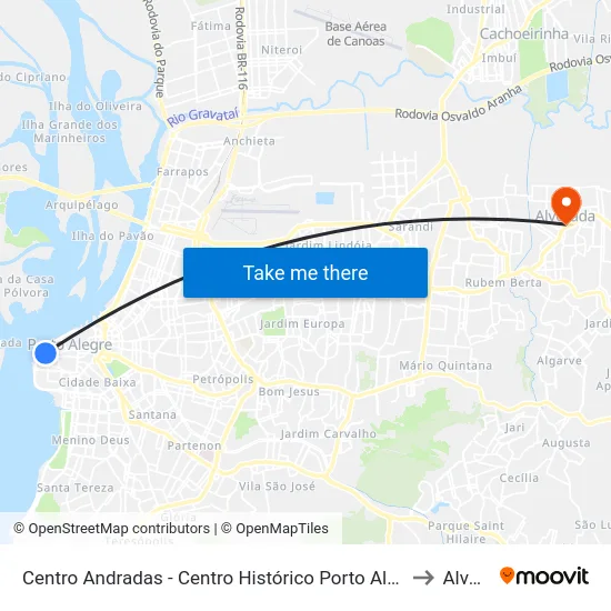 Centro Andradas - Centro Histórico Porto Alegre - Rs 90010-210 Brasil to Alvorada map