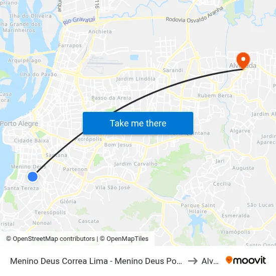 Menino Deus Correa Lima - Menino Deus Porto Alegre - Rs 90850-250 Brasil to Alvorada map