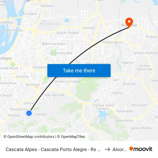 Cascata Alpes - Cascata Porto Alegre - Rs 91720-120 Brasil to Alvorada map