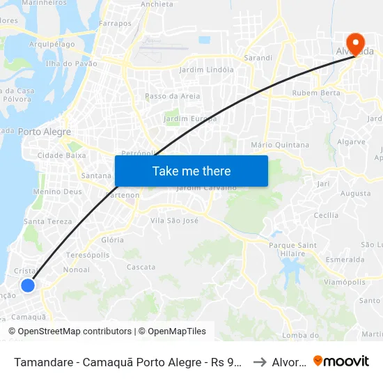 Tamandare - Camaquã Porto Alegre - Rs 91910-620 Brasil to Alvorada map