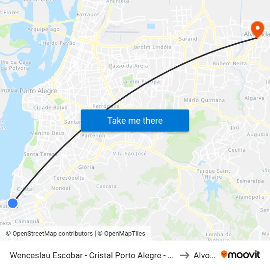 Wenceslau Escobar - Cristal Porto Alegre - Rs 91900-000 Brasil to Alvorada map
