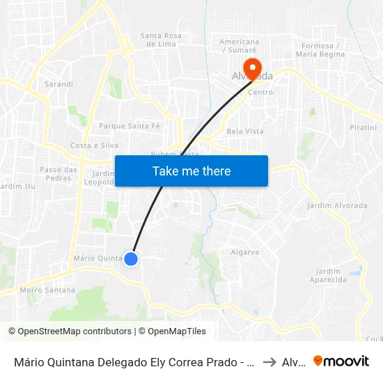 Mário Quintana Delegado Ely Correa Prado - Alto Petrópolis Porto Alegre - Rs Brasil to Alvorada map