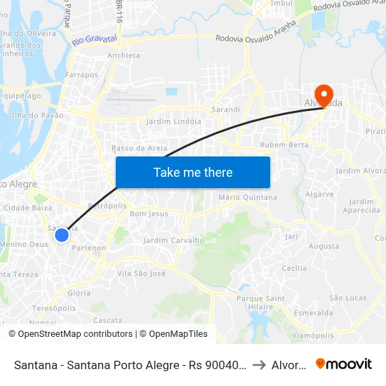 Santana - Santana Porto Alegre - Rs 90040-373 Brasil to Alvorada map