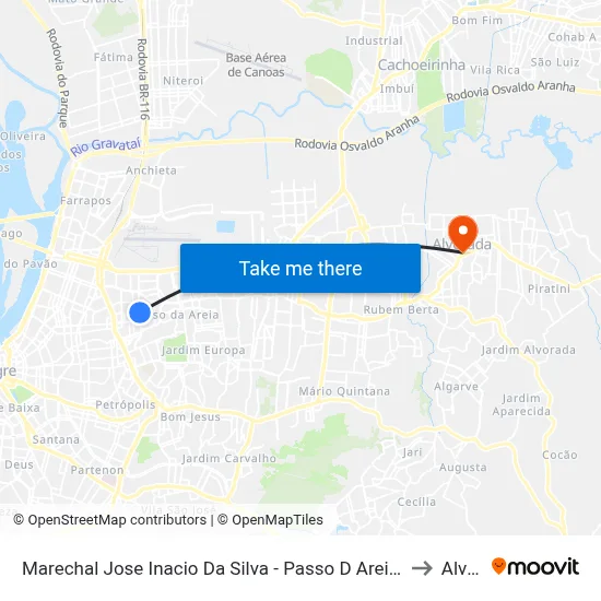 Marechal Jose Inacio Da Silva - Passo D Areia Porto Alegre - Rs 90520-280 Brasil to Alvorada map