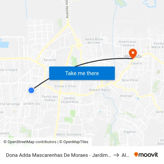 Dona Adda Mascarenhas De Moraes - Jardim Itu-Sabará Porto Alegre - Rs 91220-140 Brasil to Alvorada map