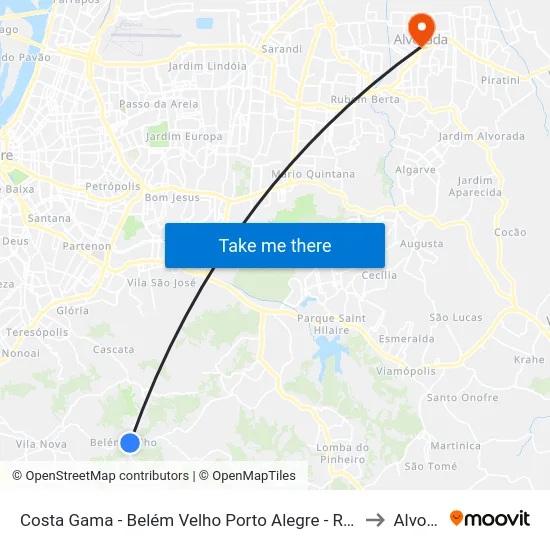 Costa Gama - Belém Velho Porto Alegre - Rs 91787-311 Brasil to Alvorada map