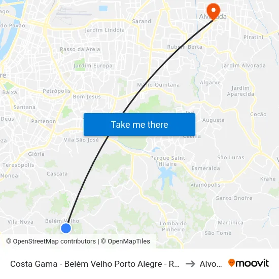 Costa Gama - Belém Velho Porto Alegre - Rs 91787-311 Brasil to Alvorada map