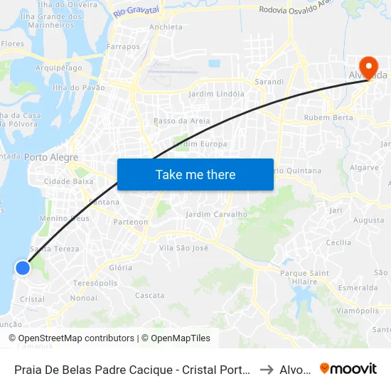 Praia De Belas Padre Cacique - Cristal Porto Alegre - Rs Brasil to Alvorada map