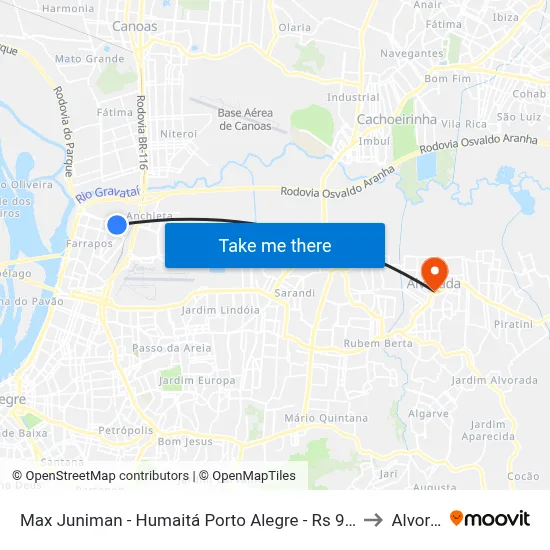 Max Juniman - Humaitá Porto Alegre - Rs 90250-060 Brasil to Alvorada map