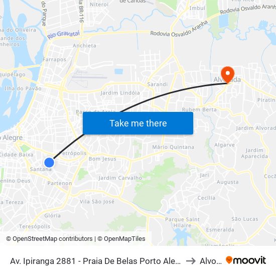Av. Ipiranga 2881 - Praia De Belas Porto Alegre - Rs 90160-091 Brasil to Alvorada map