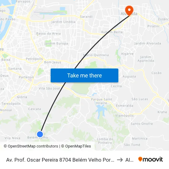 Av. Prof. Oscar Pereira 8704 Belém Velho Porto Alegre - Rio Grande Do Sul 91787-318 Brasil to Alvorada map
