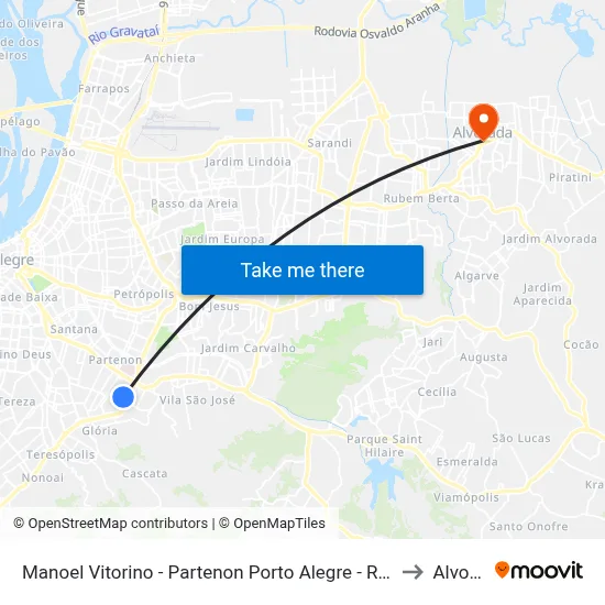 Manoel Vitorino - Partenon Porto Alegre - Rs 90680-344 Brasil to Alvorada map