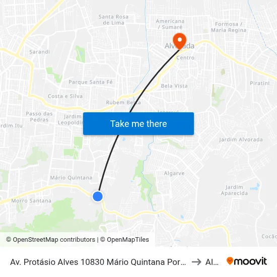 Av. Protásio Alves 10830 Mário Quintana Porto Alegre - Rio Grande Do Sul 91260-000 Brasil to Alvorada map