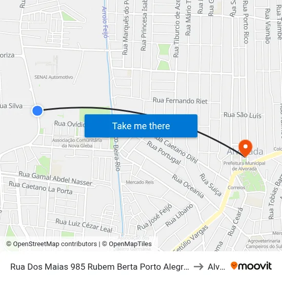 Rua Dos Maias 985 Rubem Berta Porto Alegre - Rio Grande Do Sul 91170-200 Brasil to Alvorada map