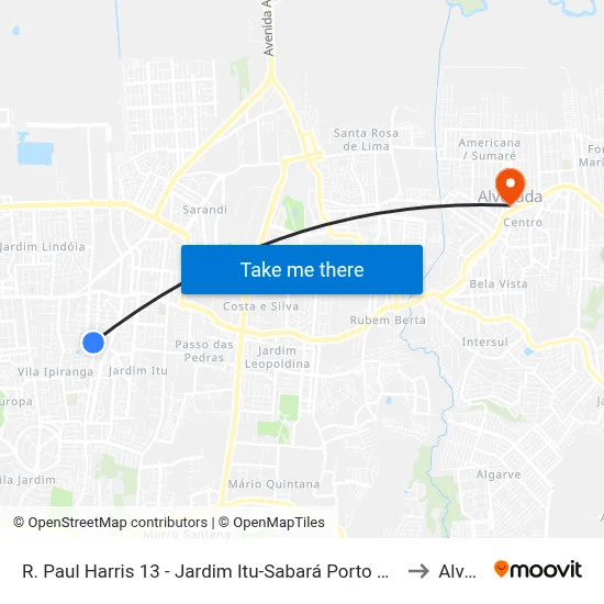 R. Paul Harris 13 - Jardim Itu-Sabará Porto Alegre - Rs 91380-200 Brasil to Alvorada map