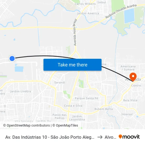 Av. Das Indústrias 10 - São João Porto Alegre - Rs 90200-290 Brasil to Alvorada map