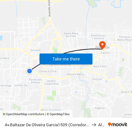 Av.Baltazar De Oliveira Garcia1509 (Corredor Cb) - Sarandi Porto Alegre - Rs 91130-000 Brasil to Alvorada map