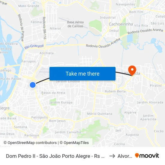 Dom Pedro II - São João Porto Alegre - Rs 90830-470 Brasil to Alvorada map