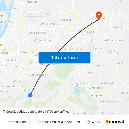 Cascata Herval - Cascata Porto Alegre - Rs 91712-063 Brasil to Alvorada map