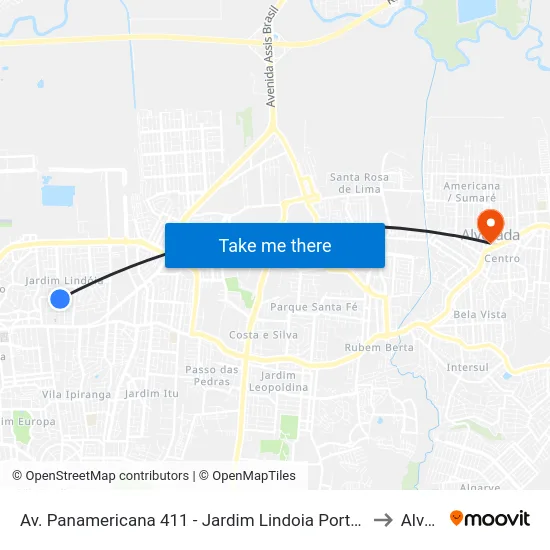 Av. Panamericana 411 - Jardim Lindoia Porto Alegre - Rs 91050-001 Brasil to Alvorada map