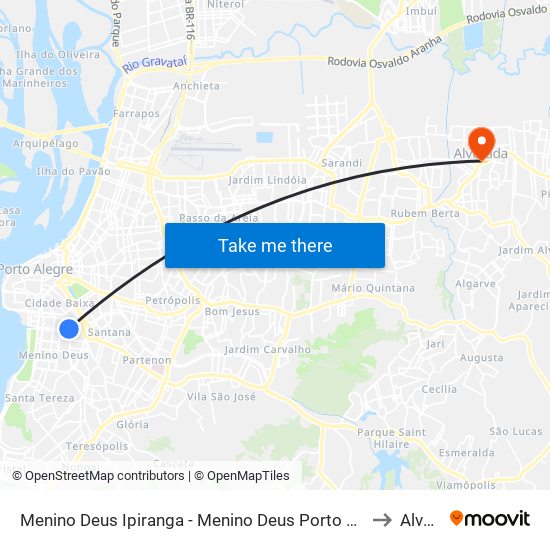 Menino Deus Ipiranga - Menino Deus Porto Alegre - Rs 90160-180 Brasil to Alvorada map
