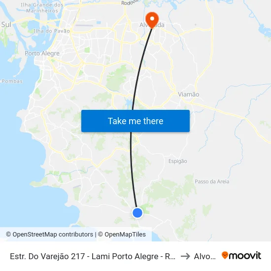 Estr. Do Varejão 217 - Lami Porto Alegre - Rs 91787-170 Brasil to Alvorada map
