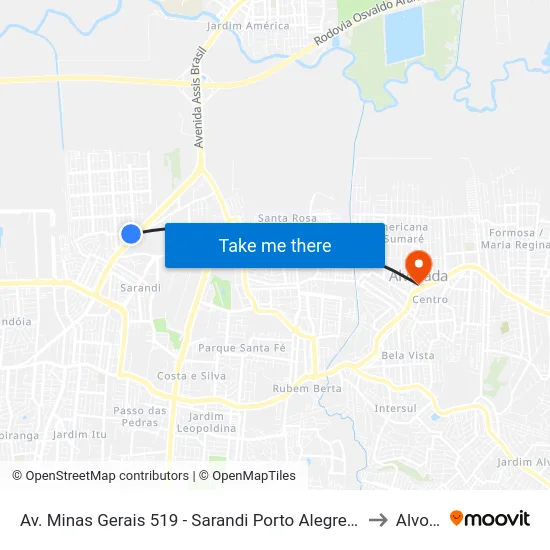 Av. Minas Gerais 519 - Sarandi Porto Alegre - Rs 91110-480 Brasil to Alvorada map