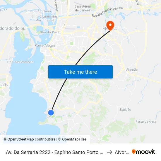 Av. Da Serraria 2222 - Espírito Santo Porto Alegre - Rs Brasil to Alvorada map