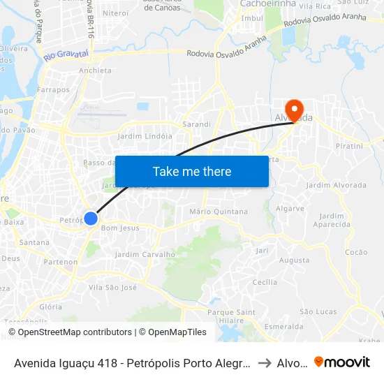 Avenida Iguaçu 418 - Petrópolis Porto Alegre - Rs 90470-230 Brasil to Alvorada map