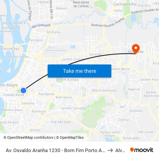 Av. Osvaldo Aranha 1230 - Bom Fim Porto Alegre - Rs 90035-191 Brasil to Alvorada map