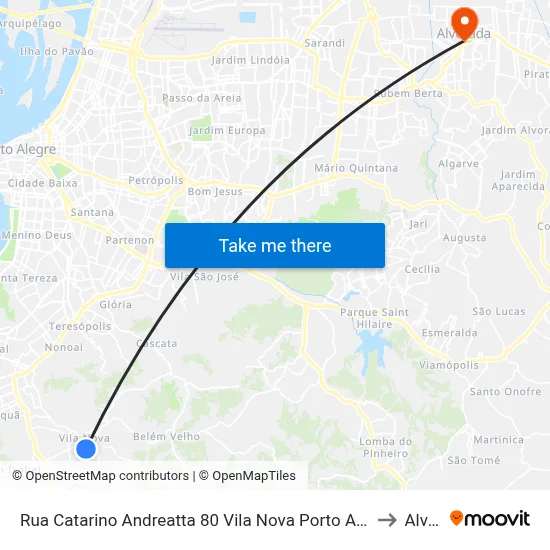 Rua Catarino Andreatta 80 Vila Nova Porto Alegre - Rio Grande Do Sul 91750 Brasil to Alvorada map