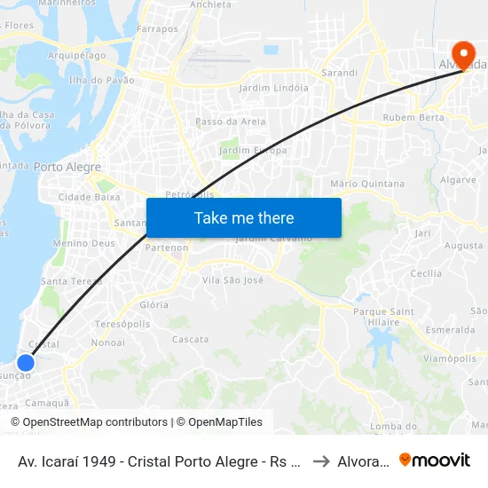 Av. Icaraí 1949 - Cristal Porto Alegre - Rs Brasil to Alvorada map