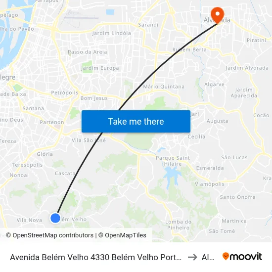 Avenida Belém Velho 4330 Belém Velho Porto Alegre - Rio Grande Do Sul 91740-810 Brasil to Alvorada map