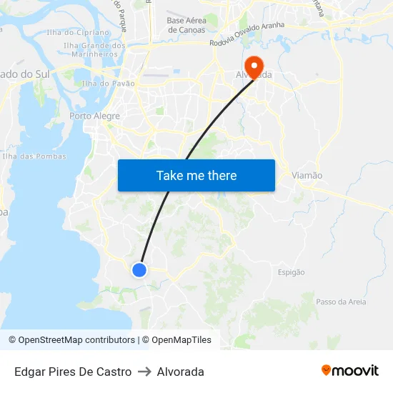 Edgar Pires De Castro to Alvorada map