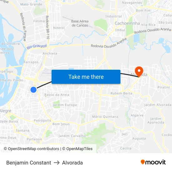 Benjamin Constant to Alvorada map